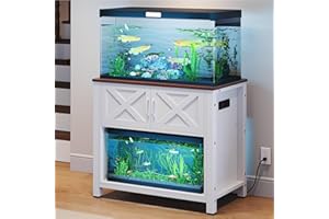 YITAHOME Heavy Duty 40-50 Gallon Aquarium Stand with Power Outlets, Cabinet for Fish Tank Accessories Storage - Metal Fish Tank Stand Suitable for Fish Tank, Turtle Tank, 660LBS Capacity, White