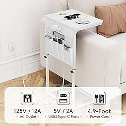 Vagusicc C Shaped End Table with Charging