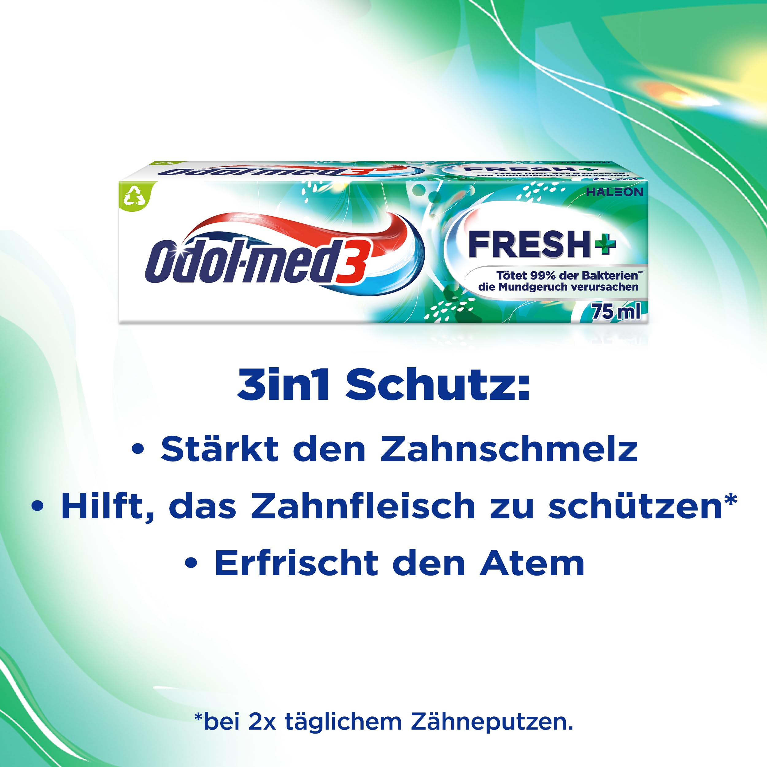 Odol-med3 Fresh+ Zahnpasta, Zahncreme mit Minzgeschmack für ein Frischegefühl, das selbst nach dem Zähneputzen anhält, 75ml 5