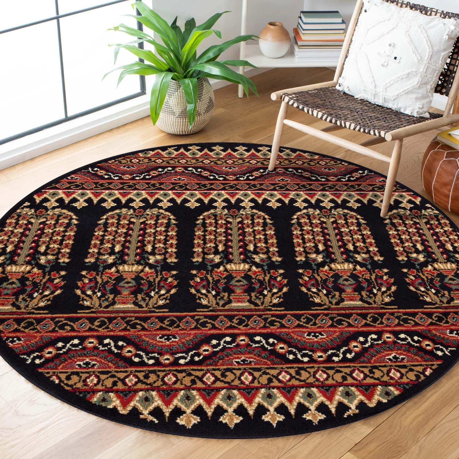 Photo 1 of **BLUE COLOR***Superior Indoor Area Rug, Jute Backing, Modern Plush Rugs for Entryway, Living Room, Kitchen Floors, Bedroom, Hallway, Office Floor Cover, Floral Medallion Rugs, Adena Collection, 5' Round, MULTI COLOR