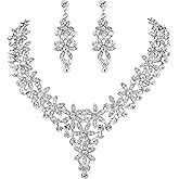 EVER FAITH Austrian Crystal Enamel Party Flower Cluster Drop Necklace Earrings Set