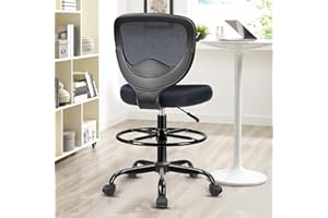 Razzor Drafting Chair Tall Office Chair for Standing Desk Chairs with Adjustable Height Footrest, Armless High Desk Chair Ergonomic Rolling Stool
