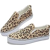 Obtaom Women's White Sneakers Black Slip on Shoes for Women Low Top Canvas Loafers