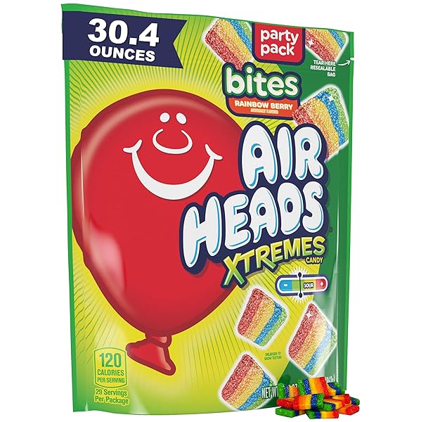 AIRHEADS XTREMES BITES, RAINBOW BERRY, PARTY, 30.4 OZ STAND UP BAG