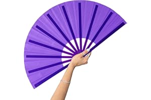 GEGEYA 13inch Large Rave Fan Popping Fan Clacking Fans for Line Dancing,Hand Fans for Women Foldable,Boots on The Ground Fan,Portable for Outdoor,Wedding,Party,Decoration(Purple,1 Pack)