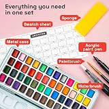 ARTISTRO 50 Watercolor Paint Set Portable Box with Palette Neon Metallic Colors view 2