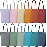 Locmeo 12 Pcs Housekeeping Week Gifts Reusable Boho Canvas Tote Bags Bulk for Women Employees Morandi Shopping Bags, Large Capacity Grocery Bag, Stylish Minimalist for DIY Travel Commute Birthday Gift