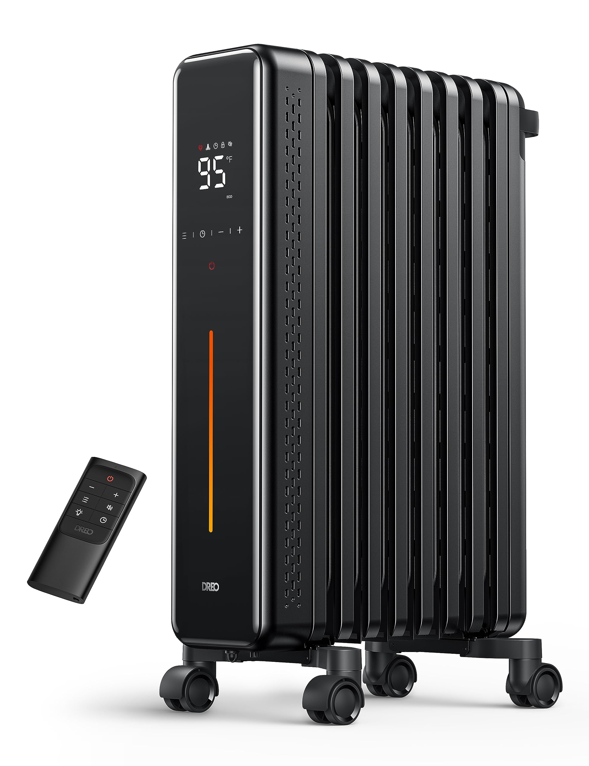 Photo 1 of Dreo Oil Filled Radiator Heater, 1500W Electric Heaters for Indoor Use, Safety Heat for Large Room with Remote, 8 Fins, 4 Modes, Digital Thermostat, Overheat & Tip-Over Protection, 24H Timer, Quiet