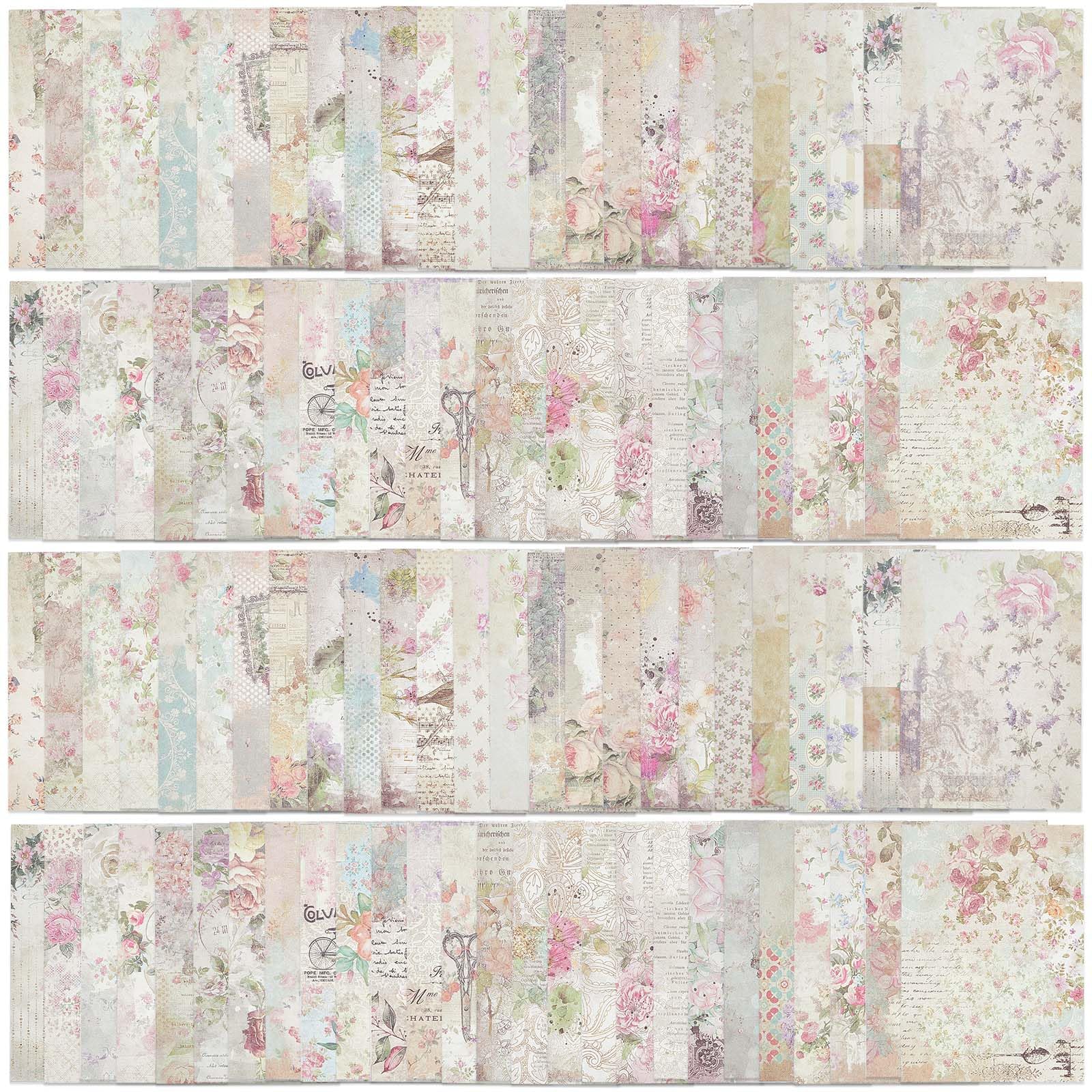 GORGECRAFT 100 Sheets 50 Styles Flowers Scrapbook Paper 14x10cm Vintage Floral Theme Decorative Craft Paper Cardstock Pad for DIY Origami Card Making Scrapbooking Photo Frame Album Arts Decor