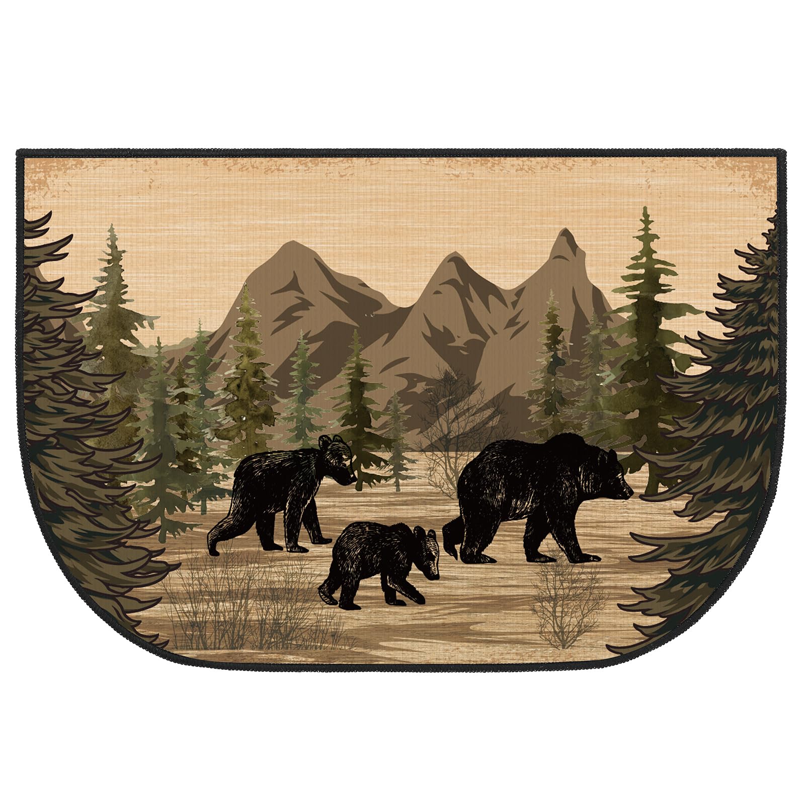 Demissle Fireplace Hearth Rug Fireplace Mats Cabin Southwestern Fireproof Fire Resistant Rug for Wood Stove Floor for Kitchen Indoor Outdoor(Watercolor Bear,27 x 48 Inch) Image