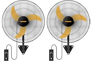 CAMMOO 20 Inch Wall Mount Fan Oscillating, Extended 3.3ft Wired Remote and 6.6ft Power Cord, 3-Speed Industrial Wall Mounted Fan for Commercial, Greenhouse, Garage, Workshop, Horse Barn, Gym, 2 Packs