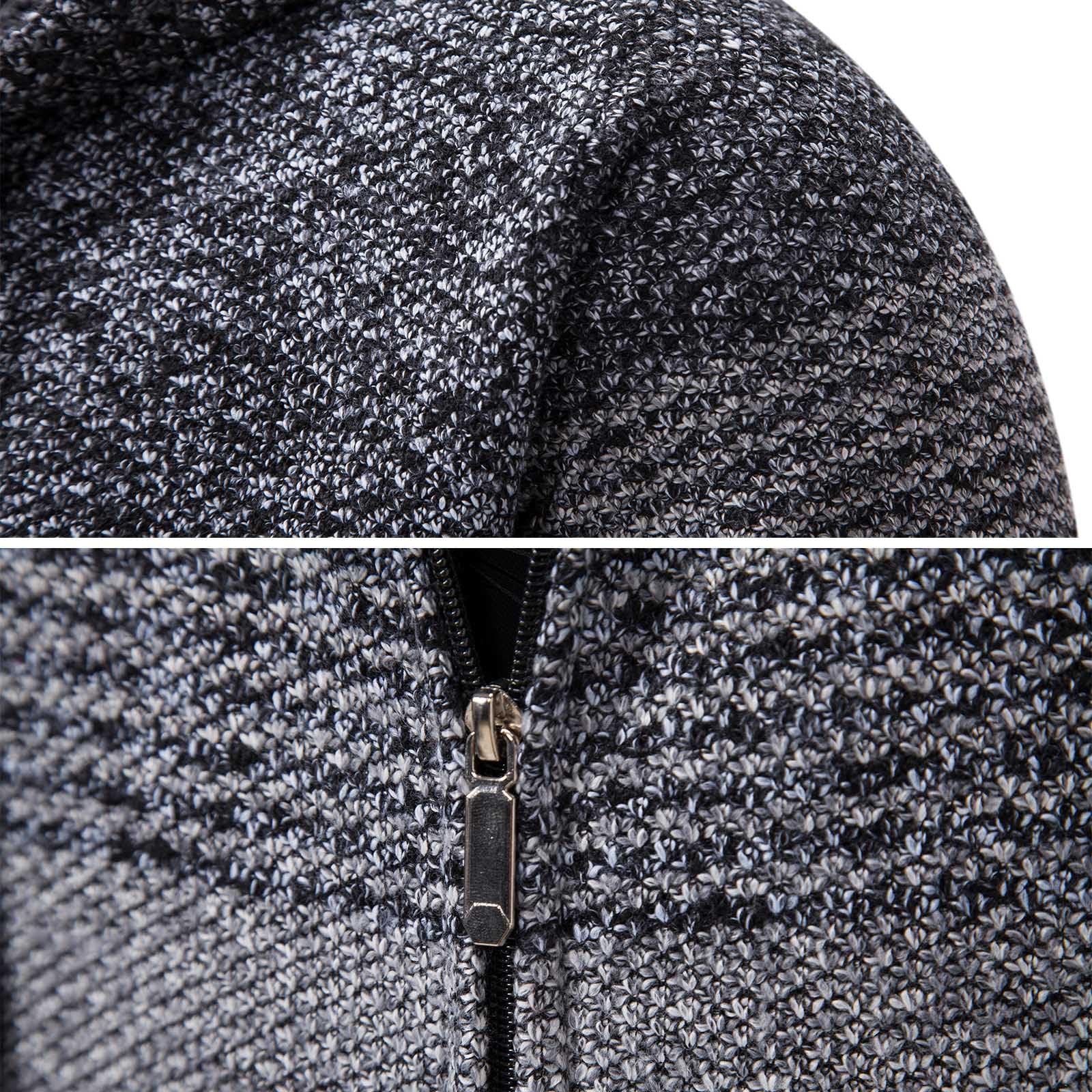 Mylldey Mens Hoodies Knit Sweater, Full Zip Fleece Lined Cardigan Sweaters Casual Regular Fit Knit Hooded Men Sweater Jacket