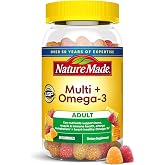 Nature Made Multivitamin + Omega-3, Multivitamin Gummies for Adults, 80 Ct | Adult Gummy Vitamins &amp; Minerals, Multivitamin Gummies for Women and Men, Daily Nutritional Support, 40 Day Supply
