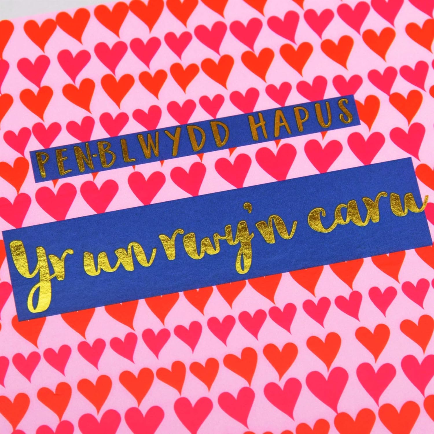 Claire Giles Greeting Cards, Welsh Happy Birthday Card, Penblwydd Hapus, to The One I Love Greeting Card, Text Foiled in Shiny Gold - Image 4