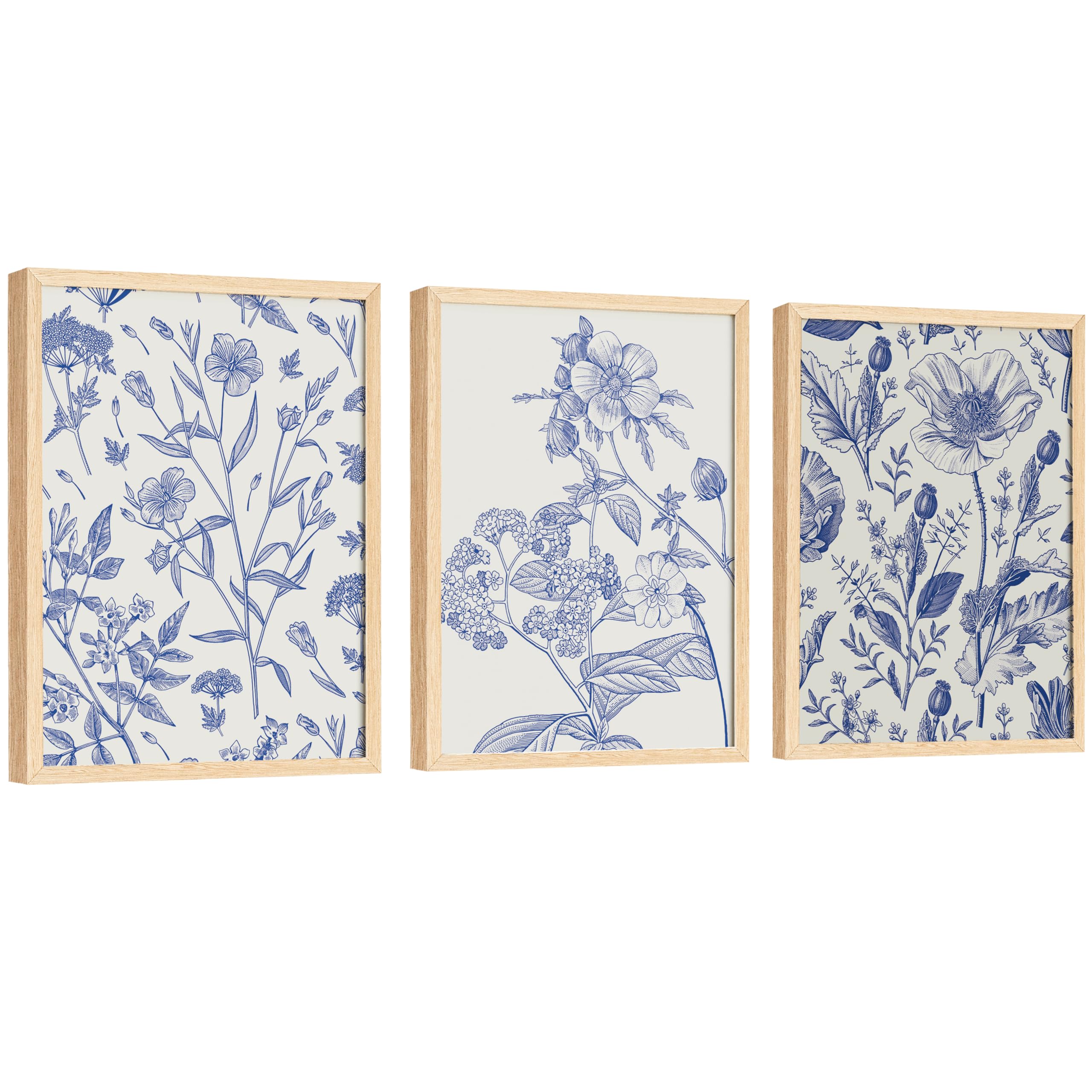 Photo 1 of EXCOOL CLUB Blue and White Chinoiserie Decor - 12x16 Blue Chinoiserie Wall Art Flower Prints, Blue and White Pictures Wall Decor, White Blue Floral Posters for Home Bathroom Decorations (UNFRAMED)