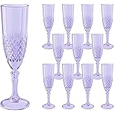 LEYIQU Plastic Champagne Flutes, Champagne Glasses Bulk, Reusable Unbreakable Acrylic Wine Glasses Goblets for Valentine’s Day Weddings Bachelor Parties Toasting (12,Purple)