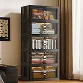 SAILUN 145Gal/580Qt Collapsible & Stackable Storage Bins with Door & a Lid,Perfect for Blanket Storage, Pillow Organizer, Bedroom Closet & Living Room, Black 26" W x 17" D x 71" H