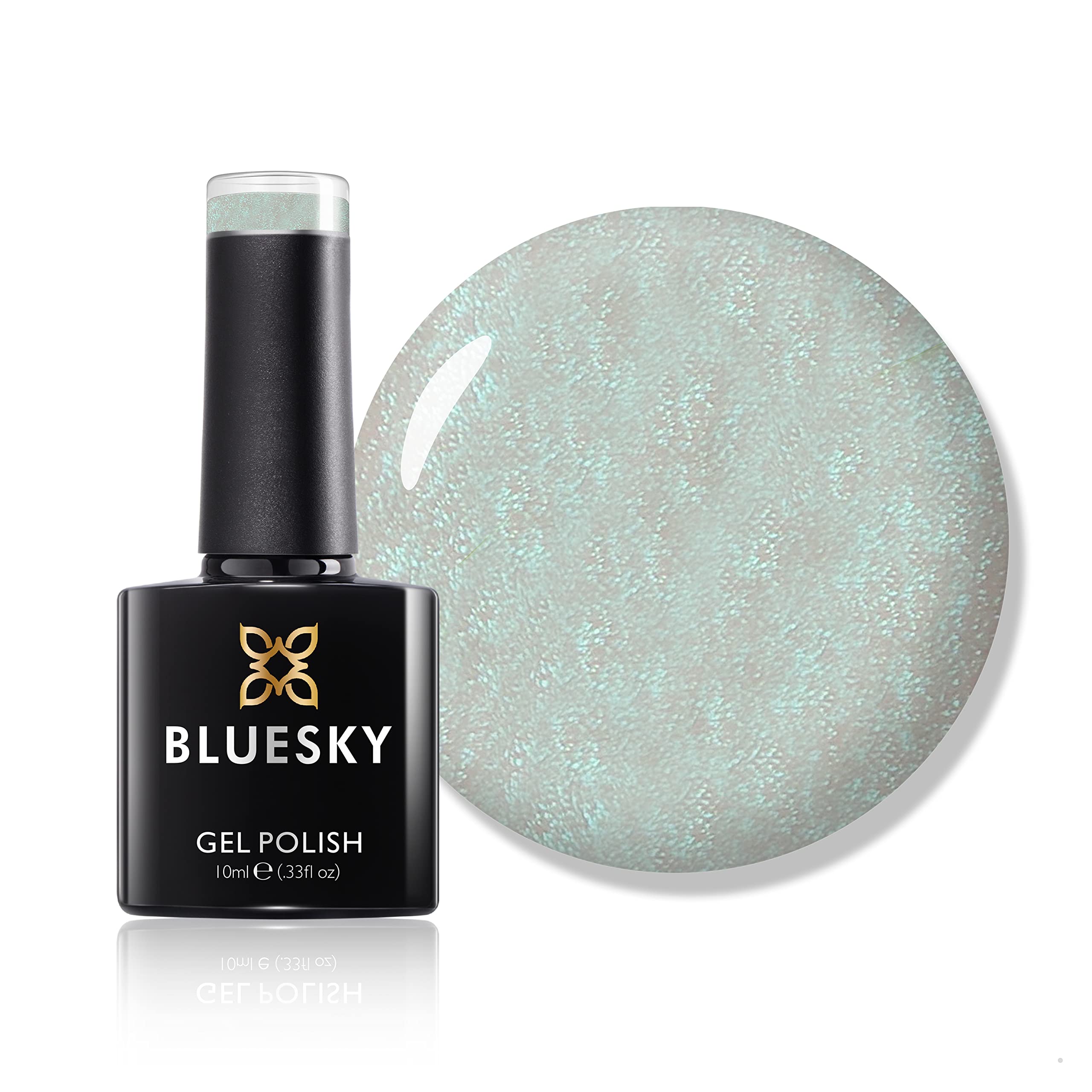 Bluesky Gel Nail Polish, Pastel Green Sparkly Sj03, White, Green, Glitter, Long Lasting, Chip Resistant, 10 ml (Requires Drying Under UV LED Lamp)