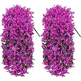 UXORSN Fake Bougainvillea Flowers Artificial Flowers Plants for Outdoor 2PCS Fake Silk Long Trailing Vines UV Resistant Faux Hanging Flowers for Front Door Porch Garden Balcony Summer Decor (Purple)