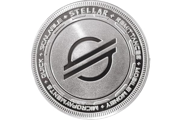 XLM Stellar Crypto Silver-Plated Collector Coin with Engraved Blockchain Design and Protective Case Perfect for Collectors and Crypto Enthusiasts