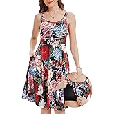 ANYFITTING Built in Bra Summer Dresses for Women 2026 Casual Short Dress Flowy Midi Sundresses Beach Vacation Outfits