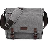 Large Vintage Canvas Messenger Shoulder Bag Travel Crossbody Purse Briefcase Business Bag for 15inch Laptop