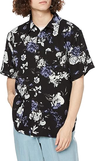 Amazon ウィゴー ダーク フラワー 半袖 シャツ 花柄 メンズ ユニセックス M 柄5 シャツ 通販