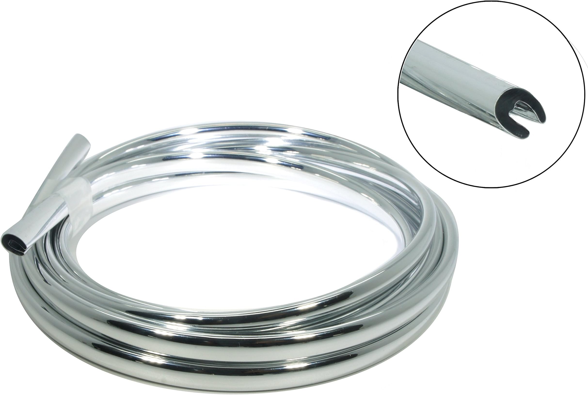 Boka Car Door Edge Guards Trim Molding Protector Full Size U Shape. Made in USA. Protects edges of vehicle on trunk lids, hoods, doors and grilles (Chrome, 6 feet)