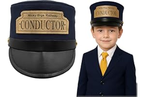 Nicky Bigs Novelties Child Deluxe Navy Blue Conductor Hat for Kids Adjustable Train Engineer Cap for Costumes, Halloween, Pretend Play & Theater Classic Railway Conductor Style for Boys & Girls