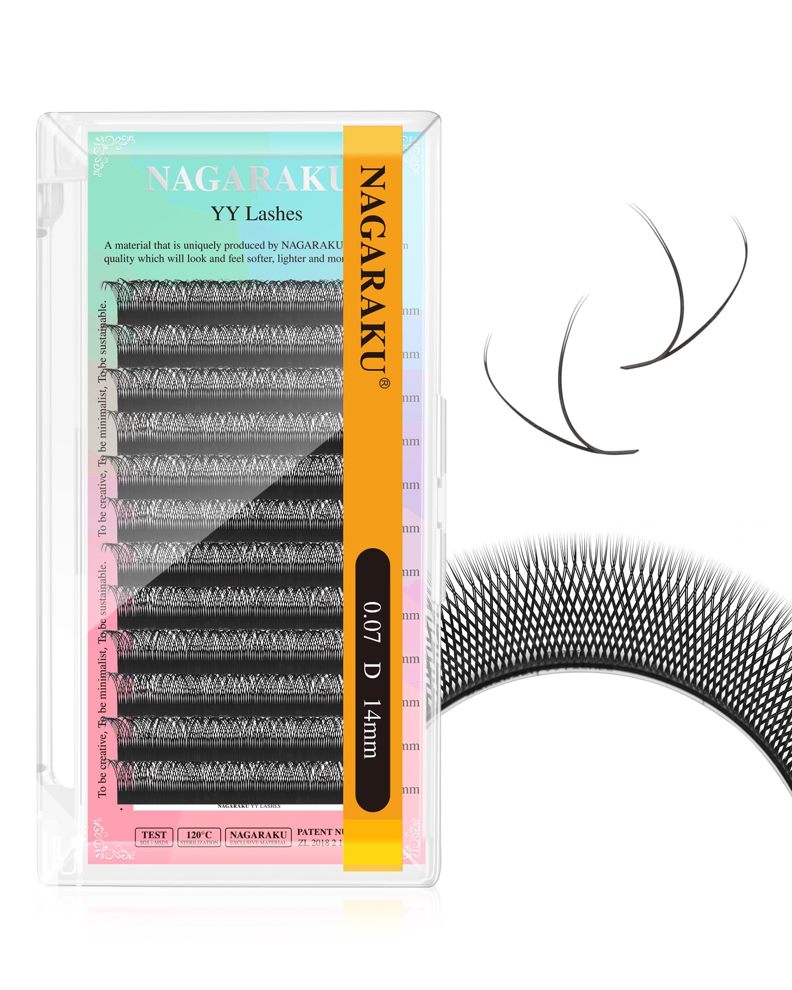 NAGARAKU YY Eyelash Extensions Supplies Y Lash 0.07mm D Curl Mix Tray 8-15mm Premade 4D Easy Fan Russian Volume Cluster Faux Mink Matte 12 Rows pre Fanned Wispies Crisscross Eye Lashes