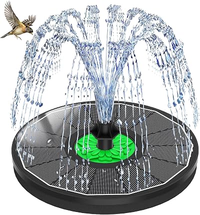 SZMP Solar Fountain Green Flower 3.5W Glass Panel 8 Spray Modes 4 Fixed Pipes