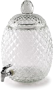 Circleware Sun Tea Jar Beverage Dispenser and Glass Lid, Party Entertainment Home Kitchen Glassware Water Pitcher for Juice, Beer, Kombucha & Cold Drinks, Lead-Free, Huge 2.1 Gallon, Pineapple