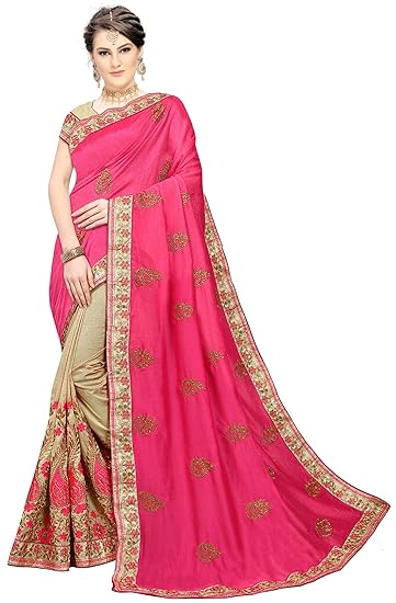 Women's Embroidery Saree With Blouse Piece