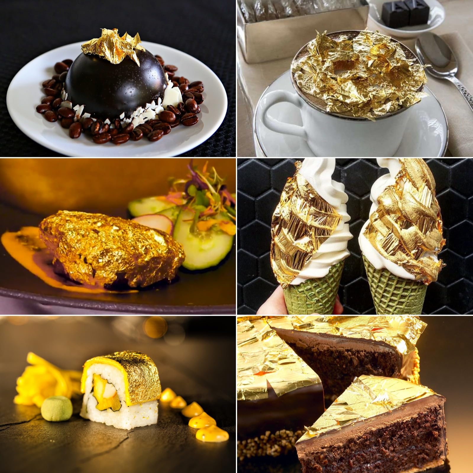 2 Bottles Gold Flakes, Premium Gold Leaf for Craft Art Decoration Perfect for Decorating Cakes Desserts Drinks Ice Cream Sushi