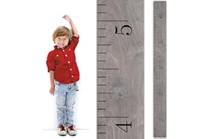HEADWATERS STUDIO Wooden Growth Chart for Wall-Kids Sizing Chart, Height Measurement for Wall, Kids Height Wall Chart, Kids Height Ruler, Height Growth Chart for Kids - Love Grows Here Gray (63"x6.7")