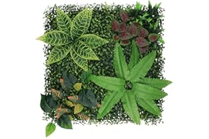 Luyue Artificial Grass Wall 20"×20" Mixed Fern Grass Wall Panels 12pcs Greenery Grass Backdrop Wall Boxwood Hedge Panels for Fence Privacy Screen