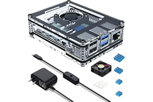 Miuzei Raspberry Pi 4 Case with Fan Cooling Pi 4B Case with 5V 3A Power Supply, 4 pcs Aluminum Heatsinks Support Pi 4 Model B 8gb/4gb (No Raspberry Pi Board)