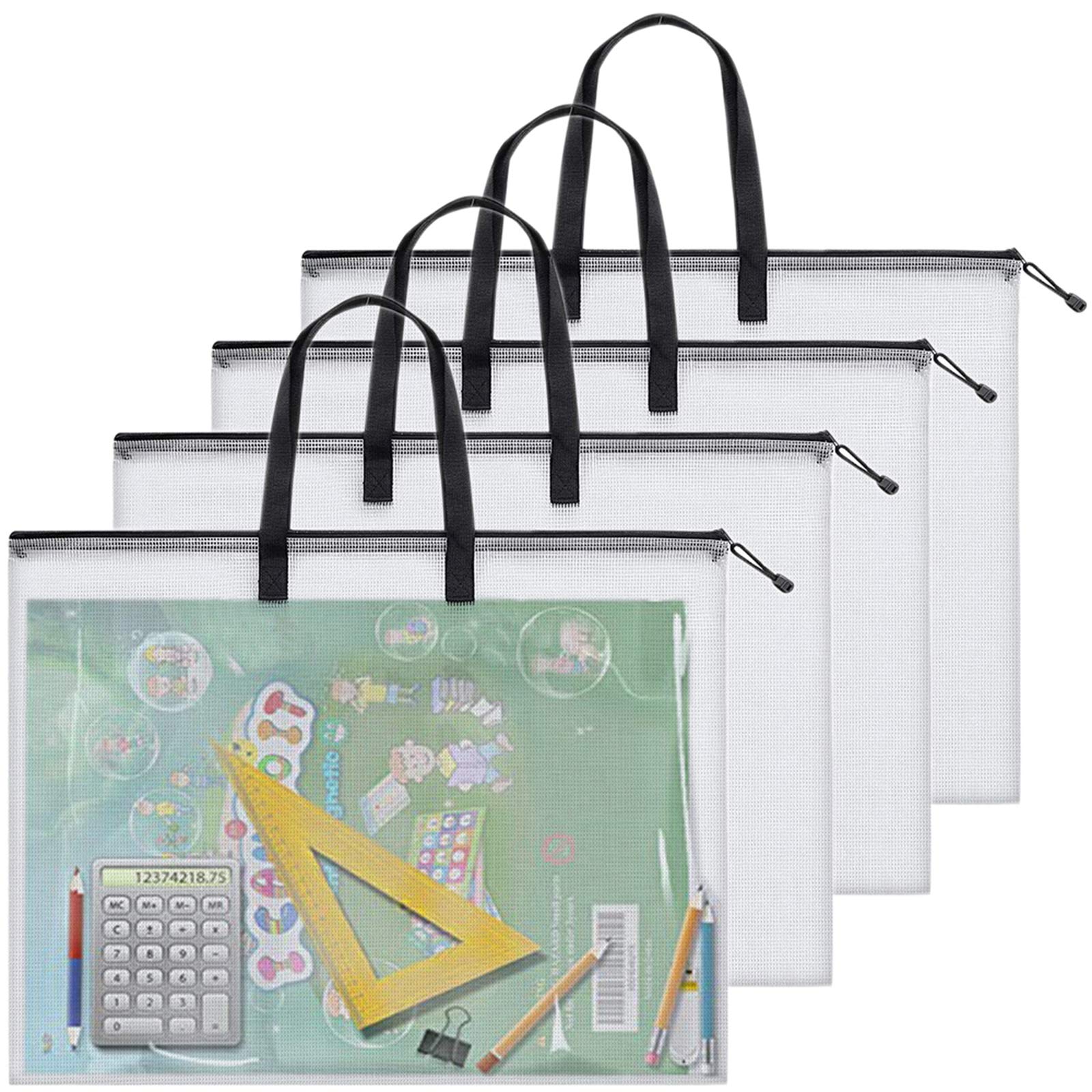 Art Portfolio Bag 19 x 25 Inch, Poster Storage Bag with Zipper and Handle for Artworks, Bulletin Boards, Painting, Charts and Teaching Material (4 Pcs)