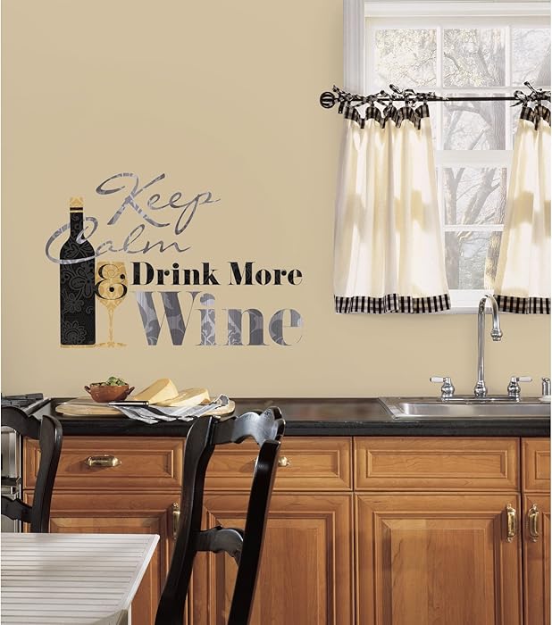 RoomMates Keep Calm & Drink Wine Quote Peel And Stick Wall Decals