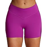 Aoxjox Vanity Workout Biker Shorts for Women V Waist Tummy Control High Waisted Hidden Scrunch Running Yoga Short 4.5"