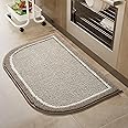 PADOOR Kitchen-Mats for Floor 100% Polypropylene Kitchen Rugs Non Slip Washable, Durable Dirt Resist Half Circle Rug TPR Backed Kitchen Floor Mat, 18"x28", Beige