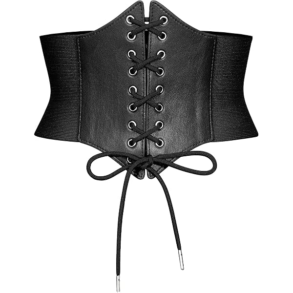 Vintage Lace-Up Corset Belt Elastic Waist Waspie Wide Punk Rock Chic HOTSO Women Lace Up Corset Belt Elastic Waist Cinch Belts  main image 4