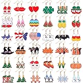 Nosiny 36 Pairs Holiday Earrings Variety Pack St. Patrick's Day Easter Gifts for Women Teacher Party Favors