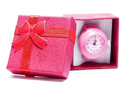 Ringuhr Uhrenring in Geschenkbox, Uhr als Ring, alle Größen universal Grösse in Pink Rosa
