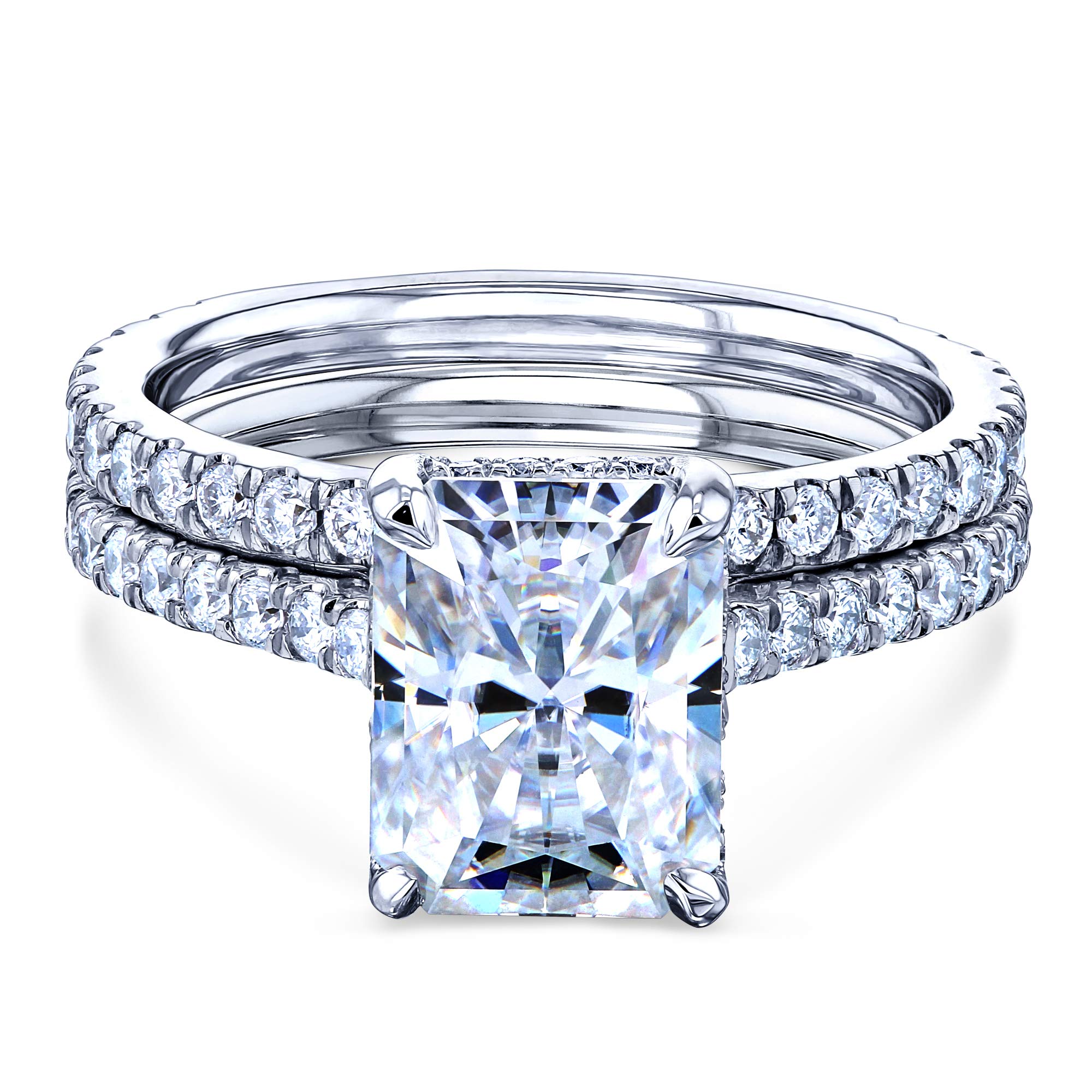 Kobelli 2.7ct Radiant Moissanite Drop Halo Bridal Set