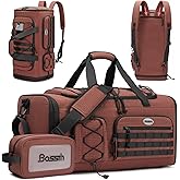 Bosstin Gym Bag for Men & Women,45L Travel Duffle Sports Duffel Bag Gym Weekender Overnight Backpack with Shoe Compartment (COFFEE CHECKERED)