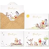Crisky Gold Foil Winnie the Pooh Thank You Cards with Envelopes and Stickers, 50 Pack Animal Thank You Cards for Baby Showers, Birthdays, Friendsgiving