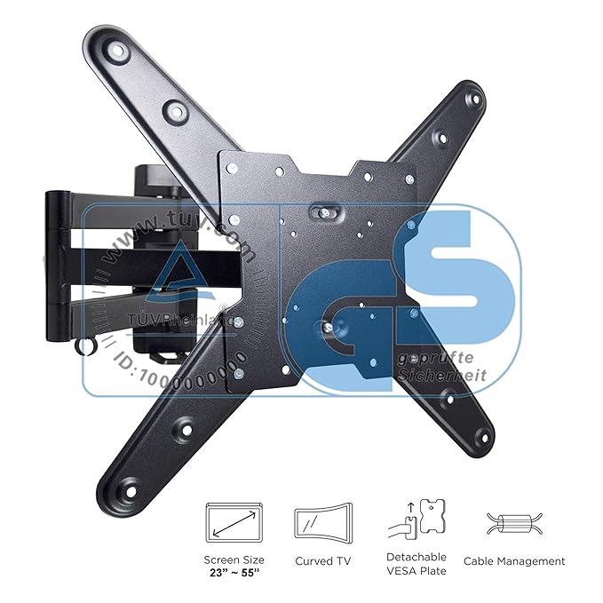 Savonga TV Wandhalterung für Fernseher 23-55 Zoll VESA 75x75 100x100 200x100 200x200 300x300 400x200 400x400 TüV GS Traglast 