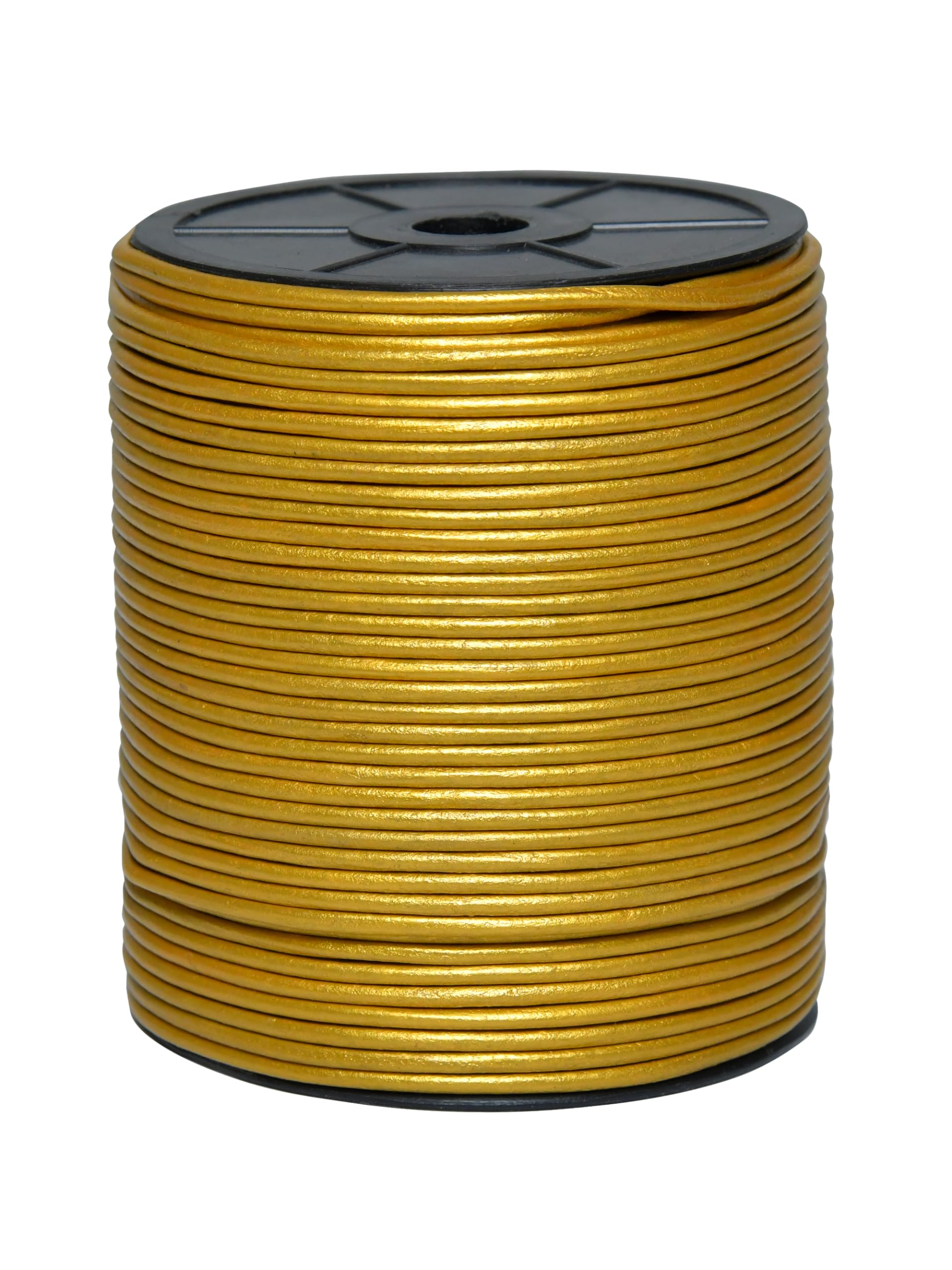 Cords Essentials Round Genuine Leather String Cord, Rope for Jewelry Making, Necklaces, Bracelets, Kumihimo Braiding, Wraps, Crafts and Hobby Projects (Metallic Gold, 3.0 MM) — image 1