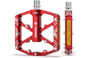 GEWAGE Bike Pedals 9/16 Inch - Bicycle Pedals with Reflectors - 3 Sealed Bearings MTB Pedals Wide Platform Pedals for Mountain Bike, BMX, Road Bike Pedals